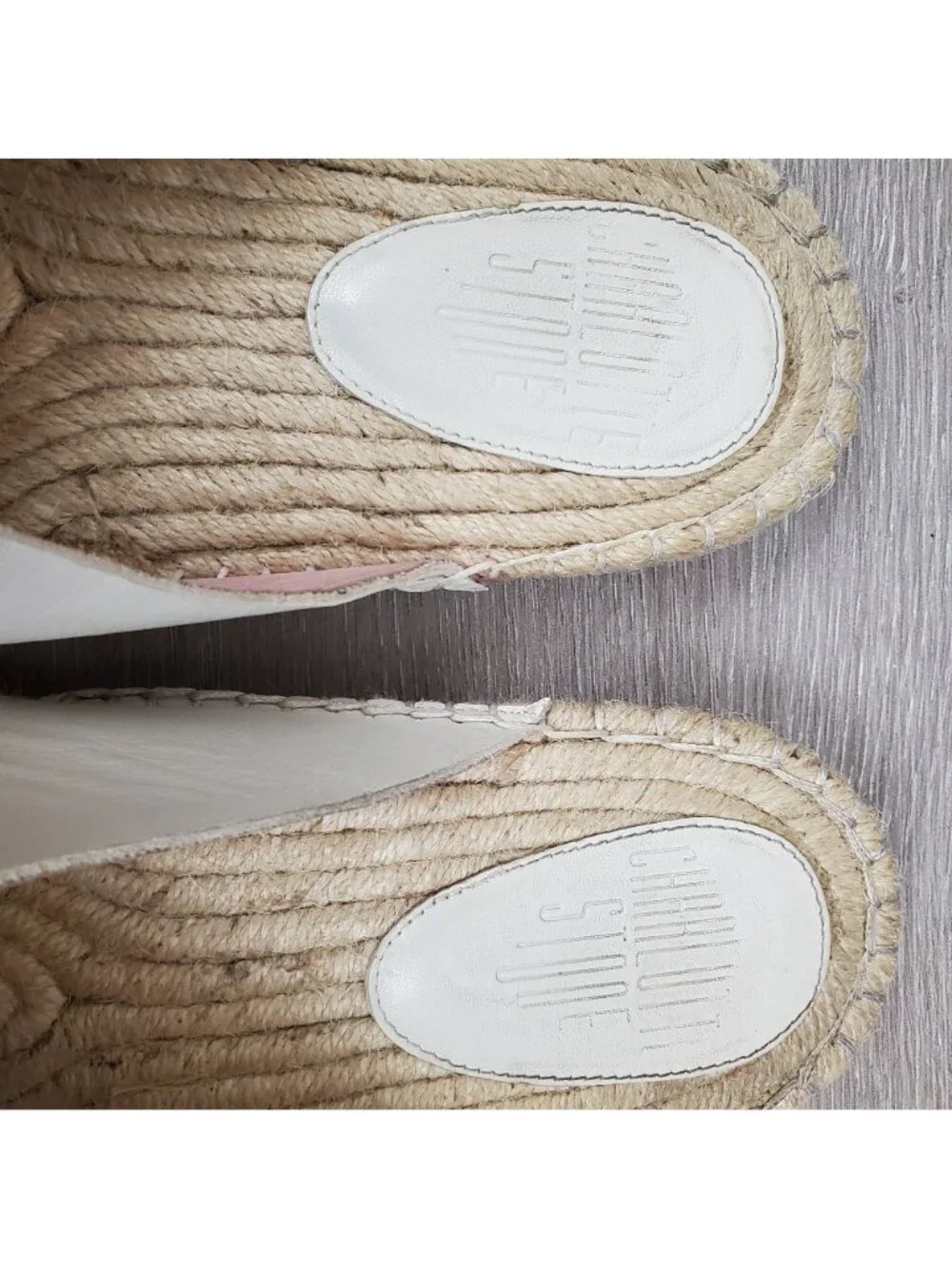 Charlotte Stone white leather open toe criss cross espadrilles
